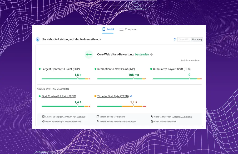 Mobile friendliness checken – Core Web Vitals von Webseiten Mobile friendliness checken – Core Web Vitals von Webseiten
