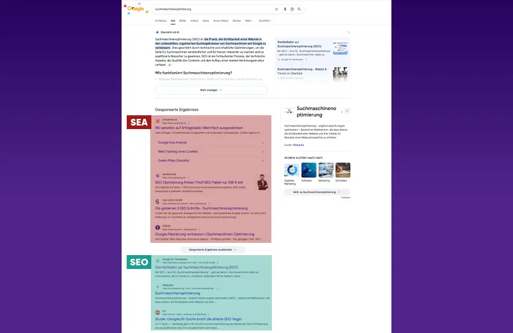 Unterschied zwischen SEO und SEA Unterschied zwischen SEO und SEA