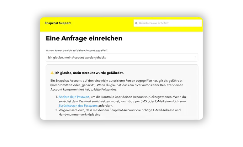 Snapchat Support kontaktieren Snapchat Support kontaktieren