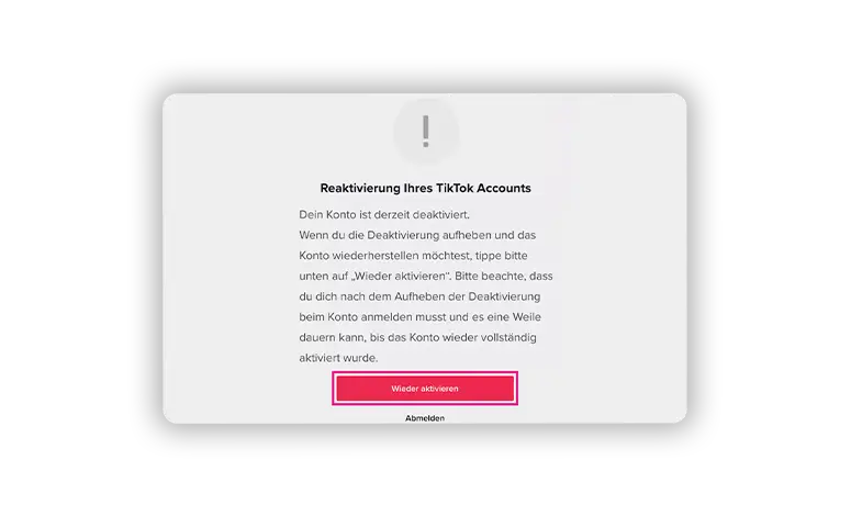 TikTok Konto Löschung abbrechen TikTok Konto Löschung abbrechen