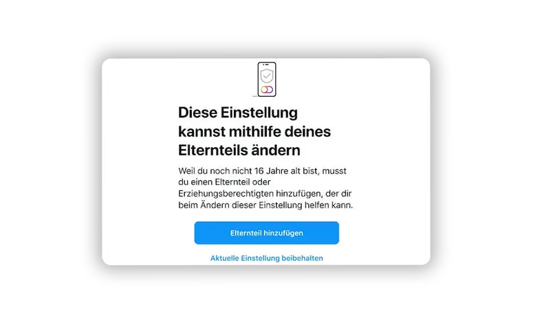 Änderung Einstellungen Teen Konto Eltern