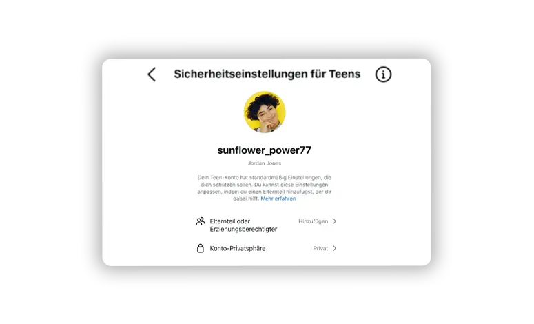 Instagram Teen Konto eingeschränkte features funktionen 