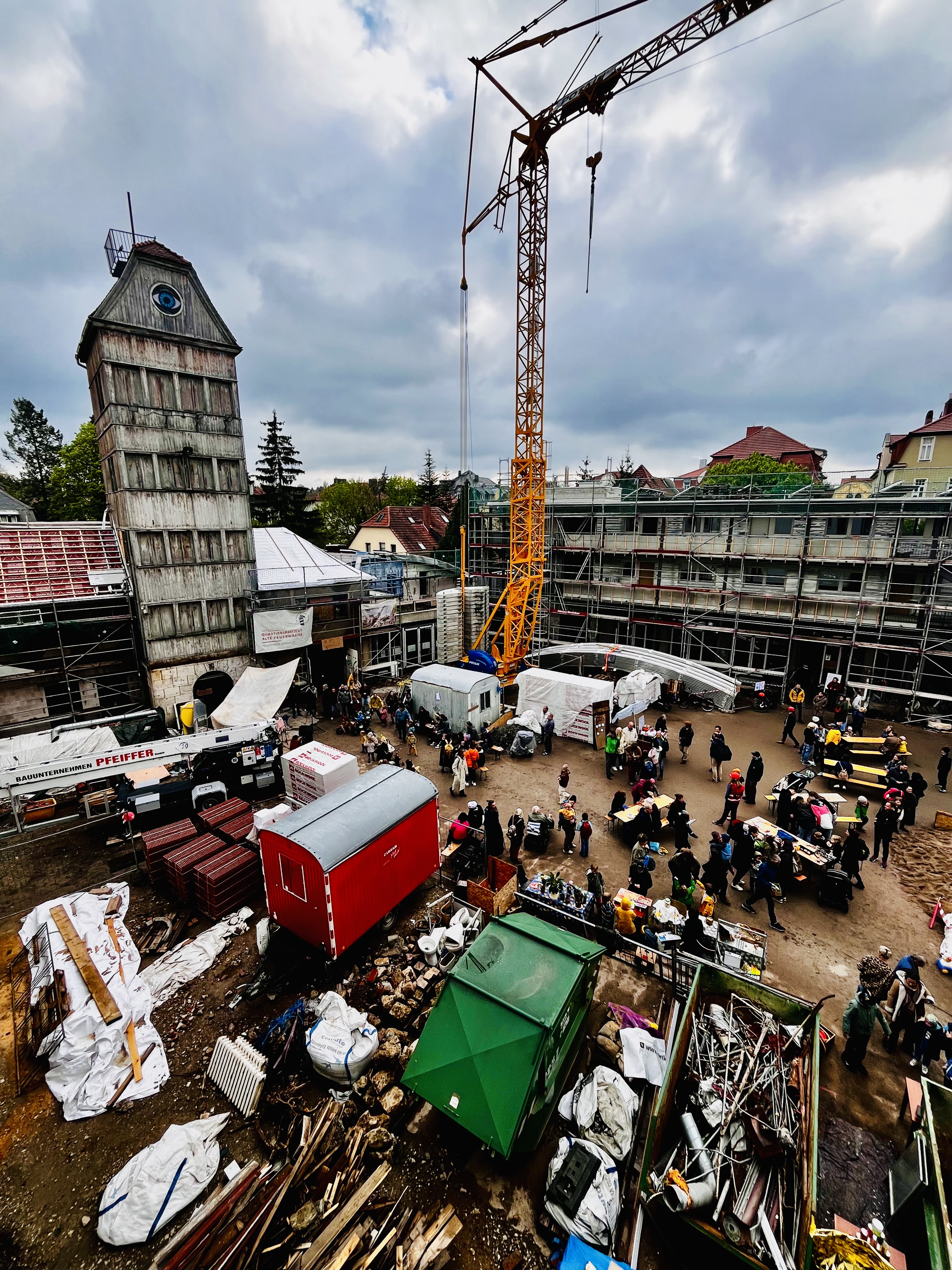 Drohnenaufnahme vom Quartiersfest. Foto: Alte Feuerwache Weimar e.V.